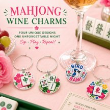 Juego de dijes para vino de Mahjong coloridos con 