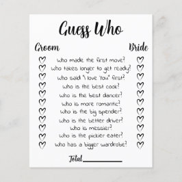 Juego de ducha de novia adivina quién volante de t