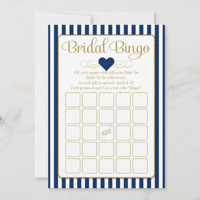 Juego de ducha de novia de Bingo Navy Blue Gold (Anverso)