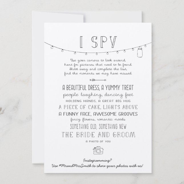 Juego de espionaje de boda editable rustico para I (Anverso)