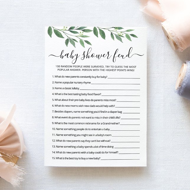 Juego de feud con tarjeta de pary de Baby Shower p (Subido por el creador)