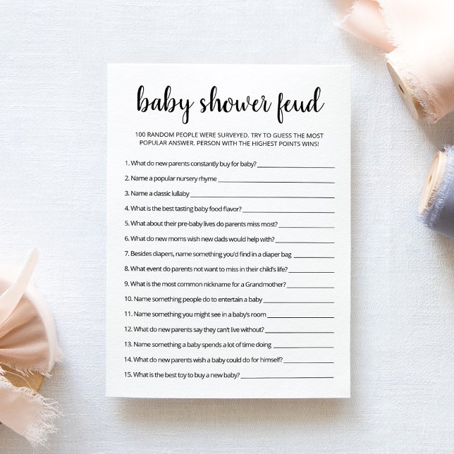 Juego de feud con tarjeta de pary de Baby Shower p (Subido por el creador)