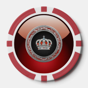 Juego De Fichas De Póquer [400] Príncipe-Princesa Rey-Reina Crown [plata]
