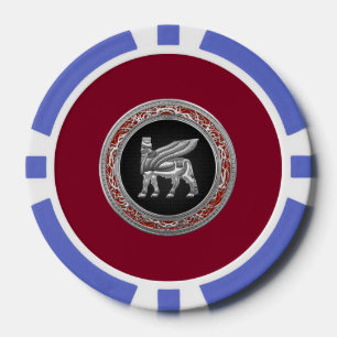 Juego De Fichas De Póquer [400] Toro alado babilónico [Plata] [3D]