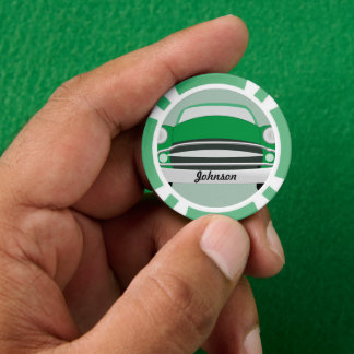 Juego De Fichas De Póquer Auto personalizado retro clásico verde