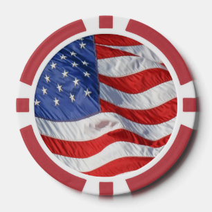 Juego De Fichas De Póquer Bandera americana que agita patriótica
