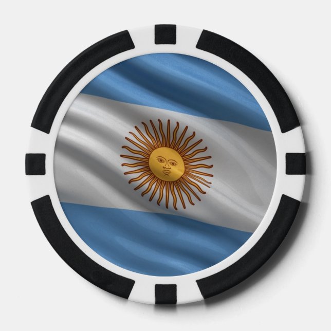 Juego De Fichas De Póquer Bandera de Argentina (Anverso)