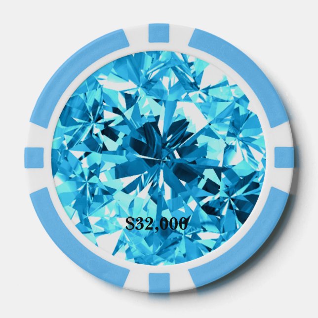 Juego De Fichas De Póquer Bebé Blue Aquamarine Gem Stone Poker Chip (Anverso)