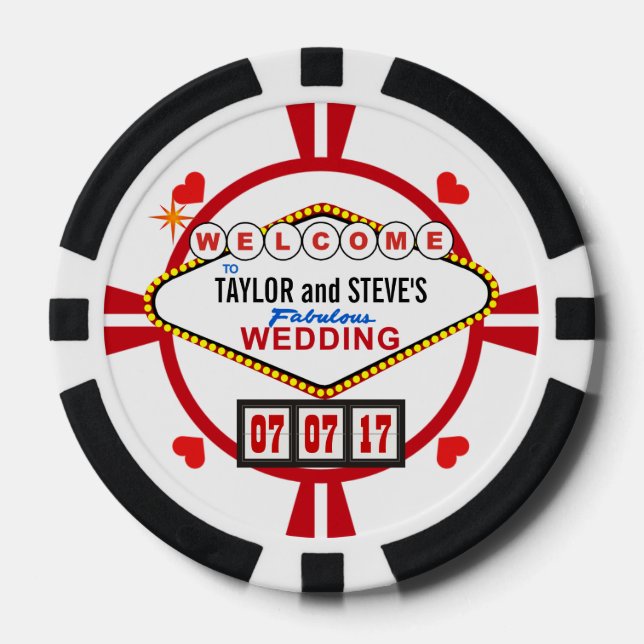 Juego De Fichas De Póquer Boda en Vegas Casino Favor Poker Chips (Anverso)