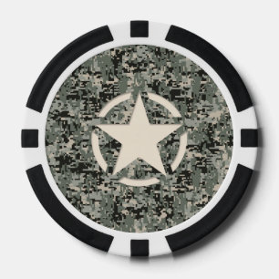 Juego De Fichas De Póquer Camuflaje digital Pixel Symbol Star