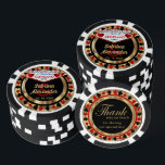 Juego De Fichas De Póquer Casado en (Añada su ciudad y estado)<br><div class="desc">Chips de Poker estilo Casino. Boda en (Agregar su ciudad y estado). Con un diseño rojo profundo, dorado y negro listo para su personalización. Hace un gran favor a los invitados. Hay más colores disponibles. Nota ✔: No es necesario cambiar todas las áreas de plantilla. 📌 Si necesita una mayor...</div>