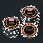 Juego De Fichas De Póquer Casado en (Añada su ciudad y estado)<br><div class="desc">Chips de Poker estilo Casino. Boda en (Agregar su ciudad y estado). Con un diseño rojo profundo, dorado y negro listo para su personalización. Hace un gran favor a los invitados. Hay más colores disponibles. Nota ✔: No es necesario cambiar todas las áreas de plantilla. 📌 Si necesita una mayor...</div>