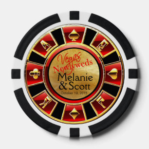 Juego De Fichas De Póquer Casino Vegas Chip Rojo y Negro