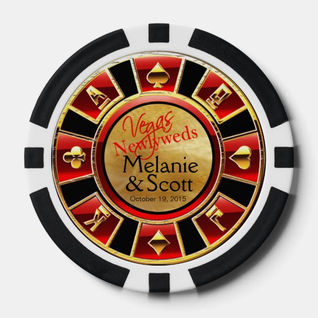 Juego De Fichas De Póquer Casino Vegas Chip Rojo y Negro (Anverso)