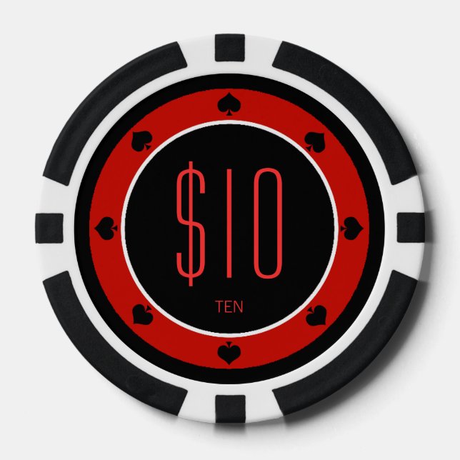 Juego De Fichas De Póquer chica de pin-up $10 chip de poker (spades) (Anverso)