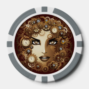 Juego De Fichas De Póquer Chica Steampunk Retrato póker_chips