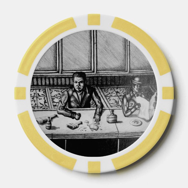 Juego De Fichas De Póquer Chip de escena de barra (Anverso)