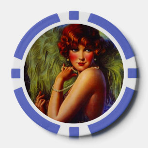 Juego De Fichas De Póquer Chip de póker Lucky Redhead Exótico Flapper Fiesta