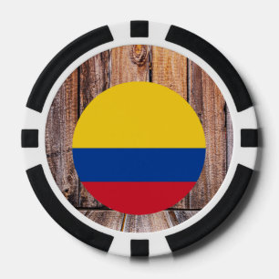 Juego De Fichas De Póquer Círculo de la bandera de Colombia sobre fondo de m