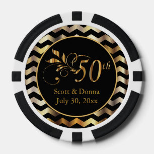 Juego De Fichas De Póquer Clásico 50° Aniversario del Boda de Oro