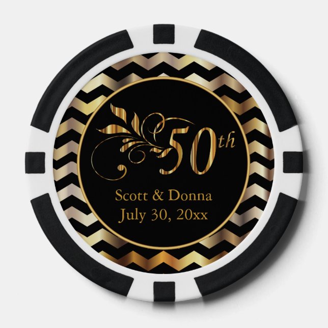 Juego De Fichas De Póquer Clásico 50° Aniversario del Boda de Oro (Anverso)