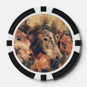Juego De Fichas De Póquer Cuadros de pintura artística de caballos decorativ