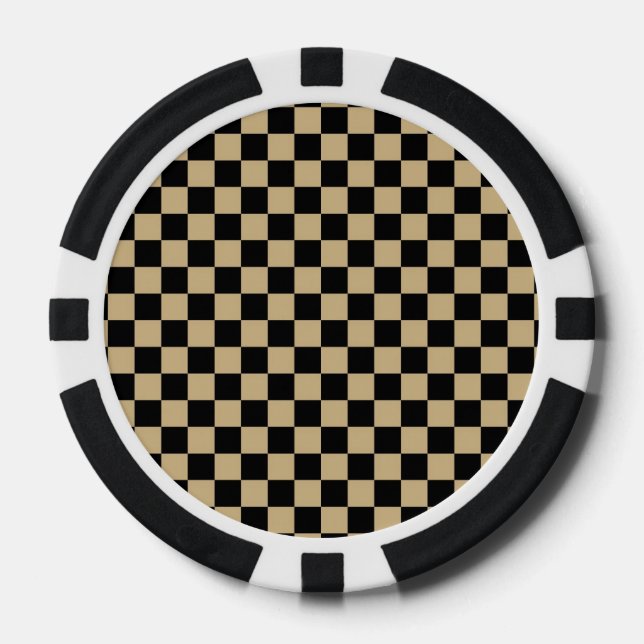 Juego De Fichas De Póquer Cuadros negros y beis (Anverso)