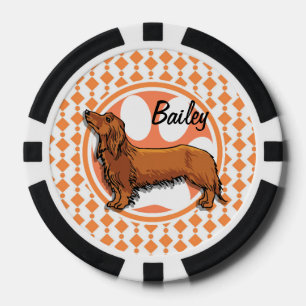 Juego De Fichas De Póquer dachshund de cabello largo rojo.png