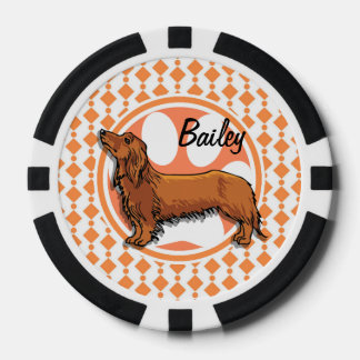 Juego De Fichas De Póquer dachshund de cabello largo rojo.png