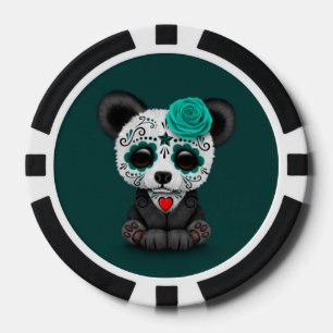 Juego De Fichas De Póquer Día azul del Panda de la Calavera Azúcar Muerta en