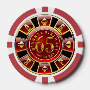 Juego De Fichas De Póquer Dianne 65th Birthday Vegas Casino Chip-Gold