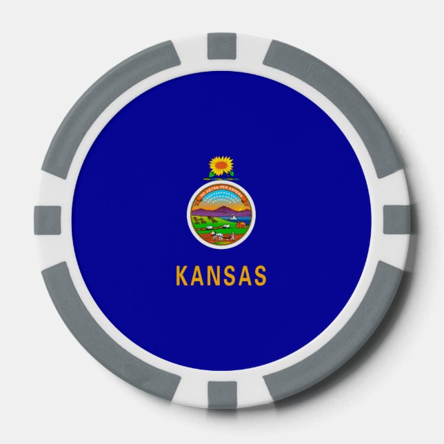 Juego De Fichas De Póquer Diseño de la bandera del estado de Kansas (Anverso)