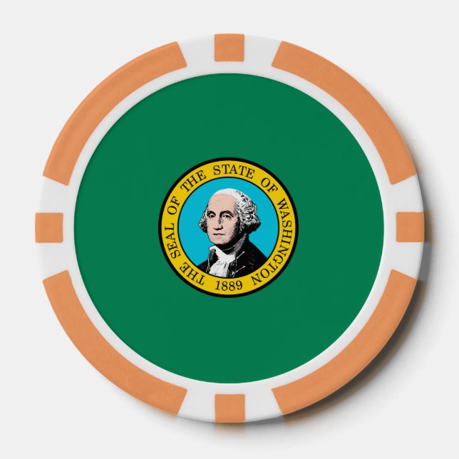 Juego De Fichas De Póquer Diseño de la bandera del estado de Washington (Anverso)