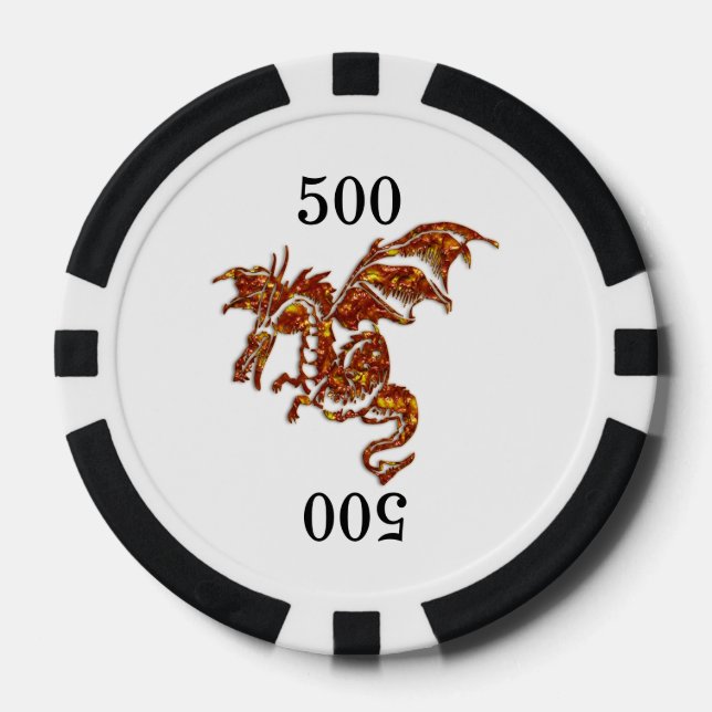 Juego De Fichas De Póquer Dragón de llamas (Anverso)