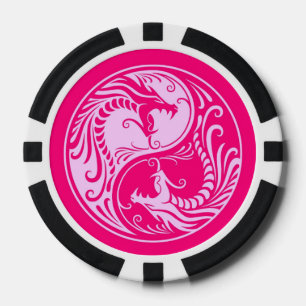Juego De Fichas De Póquer Dragon Yin Yang Pink