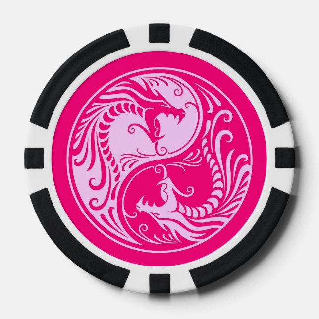 Juego De Fichas De Póquer Dragon Yin Yang Pink (Anverso)
