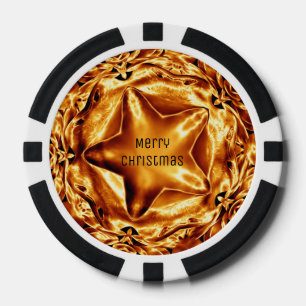 Juego De Fichas De Póquer Elegante Moda Navidades de cobre de oro Star Poker