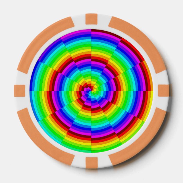 Juego De Fichas De Póquer Espiral arcoiris de Kenneth Yoncich (Anverso)