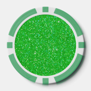 Juego De Fichas De Póquer Espuma del efecto Purpurina verde esmeralda