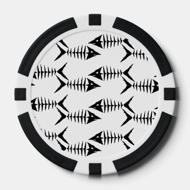 Juego De Fichas De Póquer Esqueletos de peces (Anverso)