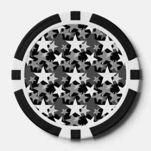 Juego De Fichas De Póquer Estrellas 3 blancos y negros