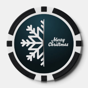 Juego De Fichas De Póquer Feliz Navidad Snowflake Blue