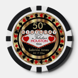 Juego De Fichas De Póquer Fiesta de Cumpleaños Invitar a los Chips Red Poker