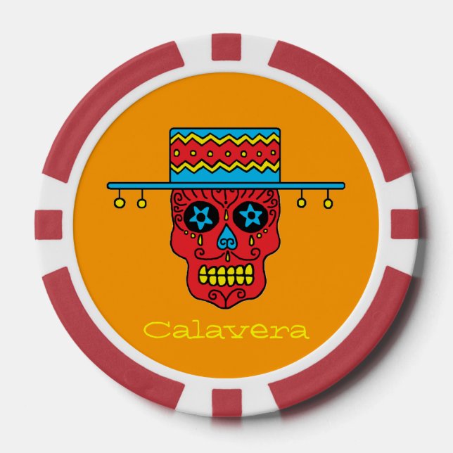 Juego De Fichas De Póquer Gaucho Sugar Skull (Anverso)