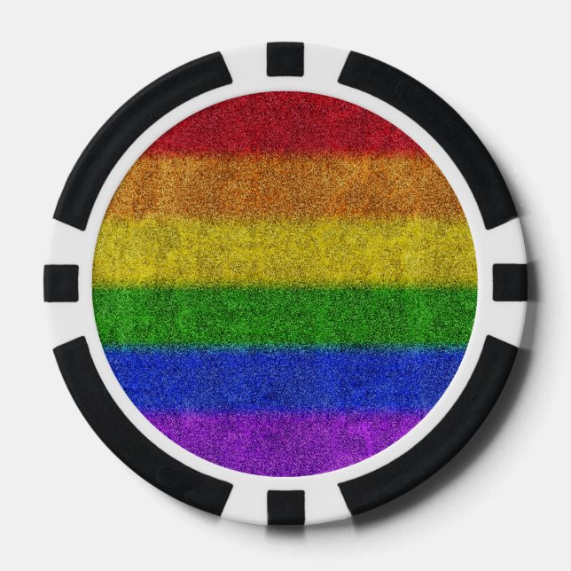 Juego De Fichas De Póquer Gradiente de Purpurina de arcoiris caído (Anverso)