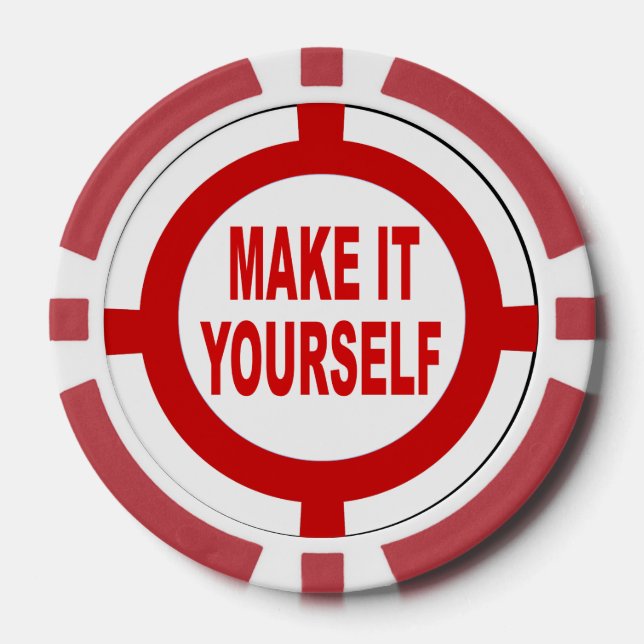 Juego De Fichas De Póquer Hágalo blanco y rojo (Anverso)