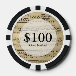 Juego De Fichas De Póquer Hoja de música de vintage