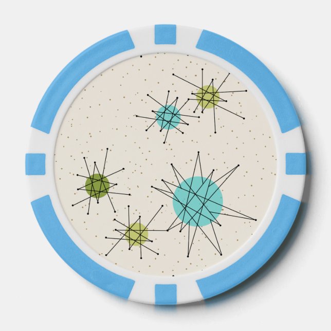 Juego De Fichas De Póquer Icónico Starbursts Atómicos Chip de póker (Anverso)