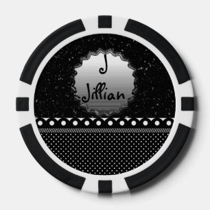 Juego De Fichas De Póquer Lunares Patrón Blanco Negro Paz Amor Destino