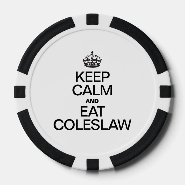 JUEGO DE FICHAS DE PÓQUER MANTENER LA CALMA Y COMER COLESLAW (Anverso)